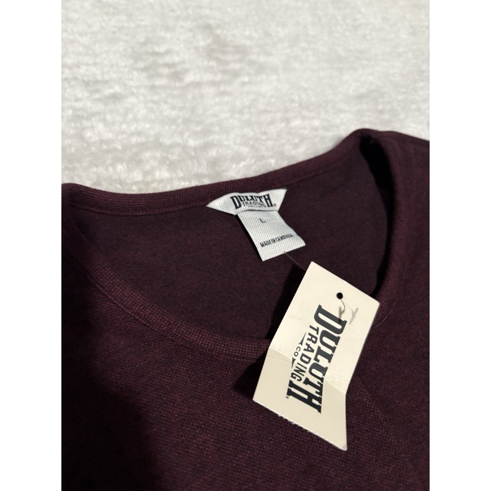 Duluth Trading T-shirt Flannel Dress Womens Large Burgundy Long Sleeve Knit Soft - Picture 3 of 10